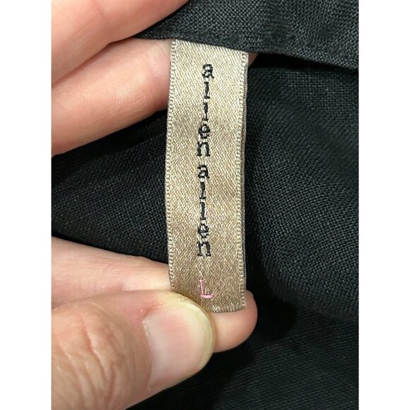 Allen Allen Linen Tiered A-Line Skirt Black Sz Large Drawstring Waist Summer - Picture 5 of 9